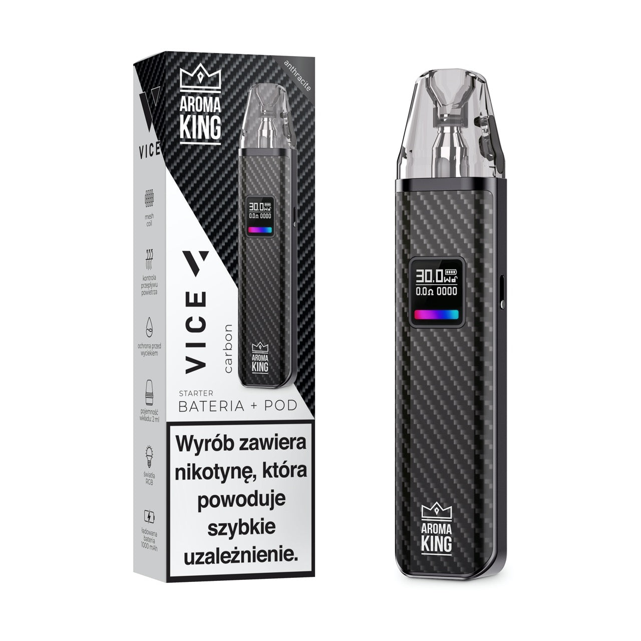 E-papieros POD Aroma King VICE Carbon