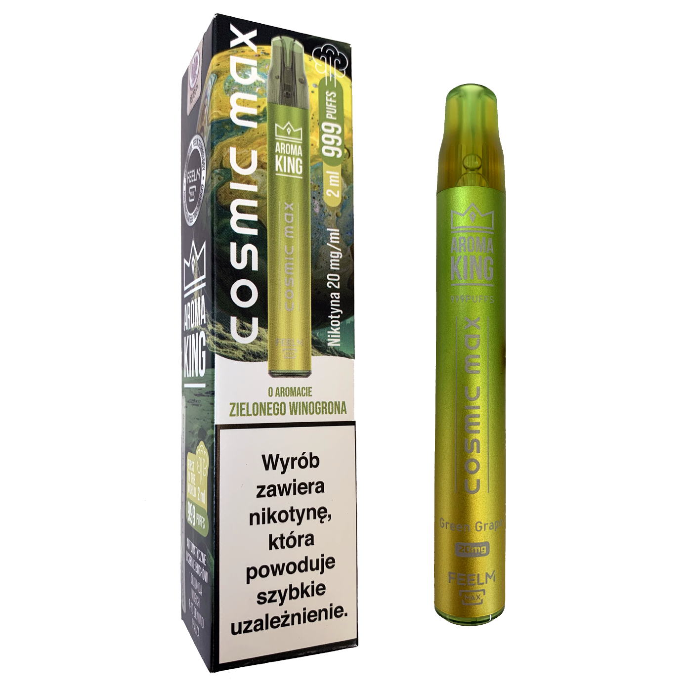 E-papieros jednorazowy Aroma King Cosmic 999 Zielone Winogrono
