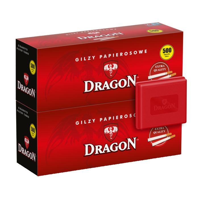 Gilza papierosowa Dragon 2x500 + papierośnica