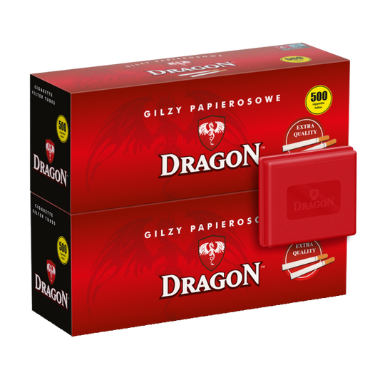 Gilza papierosowa Dragon 2x500 + papierośnica