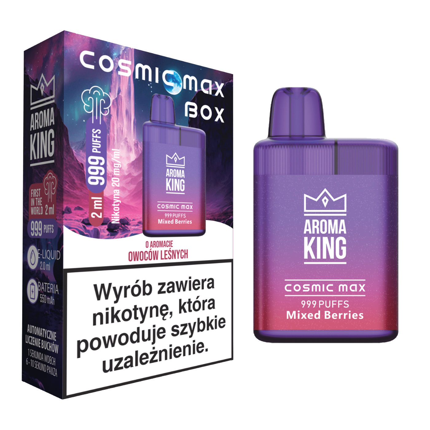 E-papieros jednorazowy Aroma King Cosmic Box Owoce Leśne