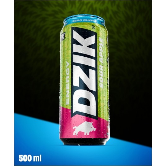 DZIK ENERGY ZERO KALORII SOUR APPLE 500ML -zdjęcie numer 1
