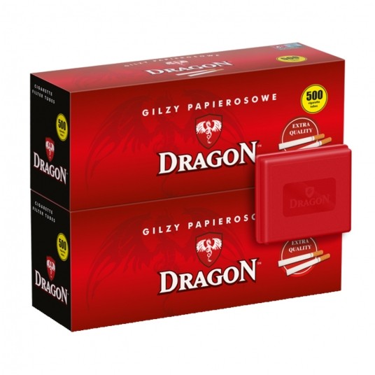 Gilza papierosowa Dragon 2x500 szt.+ Papierośnica -zdjęcie numer 1