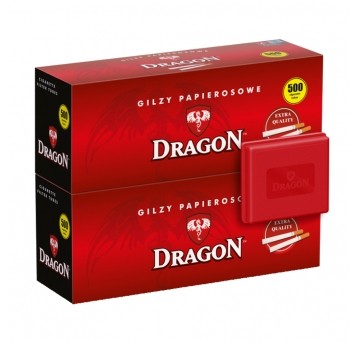 Gilza papierosowa Dragon 2x500 szt.+ Papierośnica